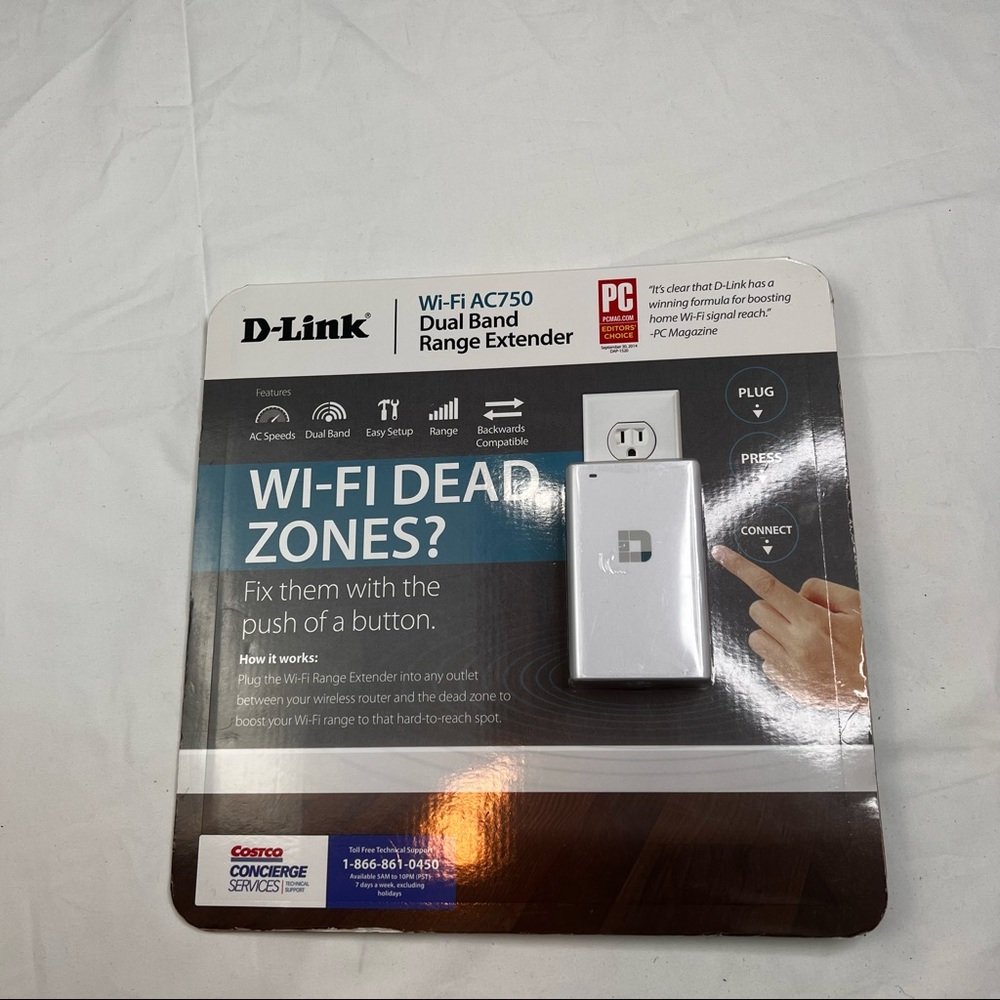 D-Link Wi-Fi AC750 Dual Band Range Extender For Wi-Fi Dead Zones, New In Box